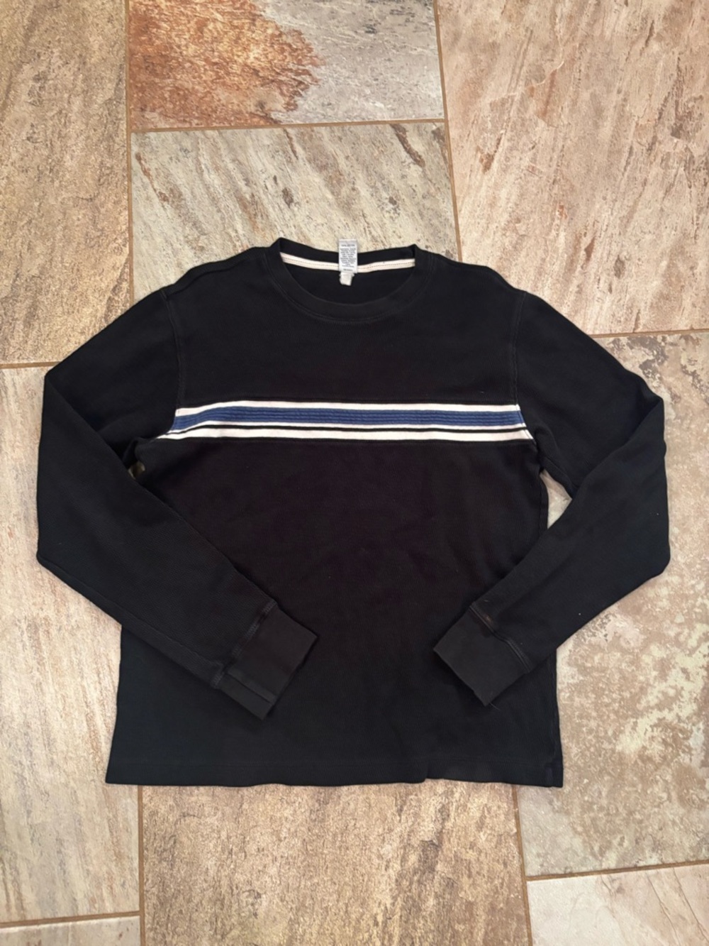 GAP Black Thermal Crew with White Trim
